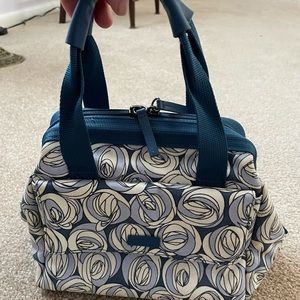Furla Blue Canvas Flower Purse